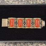 Vintage Chunky Selro Style 50’s 60’s Wide Panel Bracelet Collectible Gold Photo 0