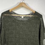 Coldwater Creek  Knit Top Olive Green Cover Up Short Sleeve Size Large Flowy Boxy Photo 5
