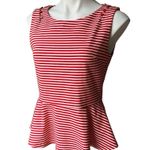 Anthropologie Postmark Antonia Red Striped Peplum Pullover Top Photo 3