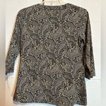 Carolyn Taylor  v-neck 3/4 length sleeve black and tan blouse size small Photo 2