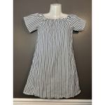 AG Adriano Goldschmied Dress Womens Medium Blue White Striped Off Shoulder Shift Photo 1