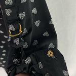 Jaclyn Smith Heart Print Roll Sleeve Blouse (Black) - Medium Photo 4