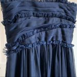 Monique Lhuillier Ruffle Evening Gown, Navy Blue, Size 4 Photo 8
