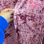 ZARA  pink satin abstract print button-down blouse with bishop sleeves Large 740 Photo 4