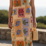 Paper Heart Paper Hearts Strapless Maxi Dress Stamps Summertime Vacation Santorini Italy XL Photo 0