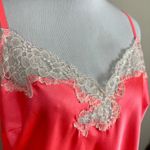 Victoria's Secret  Slip Nighty Large‎ Coral Silky Satin Lace Trim Mini Lingerie L Photo 8