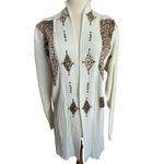 Vintage Focus USA Leopard Applique Cardigan OS Open Front Statement Maximalism Brown Size undefined Photo 2