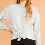Cinq à Sept Parker Knotted Tie Pullover Crop Cropped Sweatshirt B18 Gray Photo 0