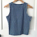 J.Crew  Longline Tank Top Blue White Gingham Sleeveless Stretchy Size M Photo 4