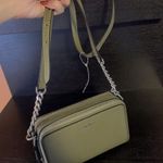Calvin Klein $85 Monogram Small Green Crossbody Canvas/Leather Double Zip. New Photo 0