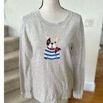 J.Crew Factory Light Grey Frenchie Bulldog Sequin Scarf Sweater Gray Size M Photo 0