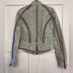 Free People Follow The Flock Sage Green Velvet Jacquard Boho Moto Jacket Size 0 Photo 7