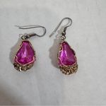 14k Gold Filled Filigree Pink Dangle Earrings Womens Jewelry Photo 6