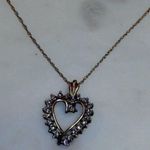 10K Solid Yellow Gold YG Chain JCM Heart Pendant Charm Diamond Necklace Photo 2
