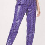 Nasty Gal Faux Leather High Waist Trousers Purple Snake Skin Size 2 Photo 0