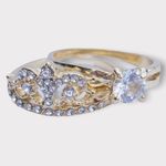 Princess Crown & Solitaire Faux Diamond Ring Size 9 Gold Photo 0