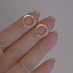 18K Gold Plated White Pearl Gold Hoop Earrings for Women Photo 0