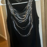 August Silk FINAL MARKDOWN  Black Sleeveless Top with Silver Accents large Photo 0