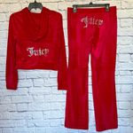 Juicy Couture 🔥 OG Bling Velour Iconic Tracksuit Hoodie & Pants Flash Red Y2K XL Photo 3