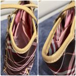 Burberry Blue Label Plaid Tote Bag with Tan Handles Photo 7