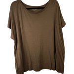 Eileen Fisher Silk Cotton Jersey Tee Short Sleeve Green Oversized Womens Small Photo 0