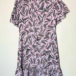 Kate Spade Women's Purple Ruffle Sleeve Matchstick Print Midi Dress Size 4 Photo 3