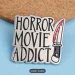 Cult Movie Home Video Logo Enamel Metal Pin Halloween Horror Movie Addict NEW! Silver Photo 0