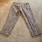J.Crew  Linen Leopard Print Cafe Capri Pants w Pockets Cuffed Hem Brown Tan 10 Photo 11