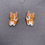 Cute Corgi Butt earrings pet Dog heart stud studs new Orange Photo 2