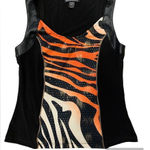 Frank Lyman Design tank style top. Size: 10. Faux leather around the straps. Black Photo 0