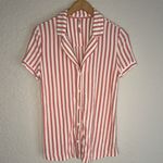 Soma Cool Nights Mauve White Stripe Sleep Top Medium Short Sleeve Button Up Pink Photo 0