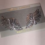 Vintage Silver Tone Retro Boho Wing Pierced Earrings Photo 4