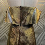 Sandro Palacio Metallic Gold Off Shoulder Dress Photo 8