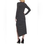 Kaari Blue BlackWhite Stripe Stretch Jersey Knit Hi-Lo Asymmetrical Dress - $99 Photo 2