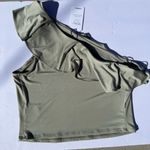 EXPRESS New  One-Shoulder Ruffle Top in Olive‎ Green-Women’s Size Large Photo 2