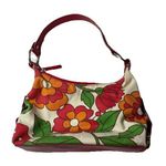 Tommy Hilfiger Vintage Red Orange Flowers Floral Canvas Satchel Purse Photo 0