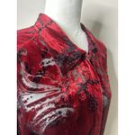 Laura Ashley Women Button Top Large Silk Red Sheer Velvet Burnout Paisley Office Photo 5