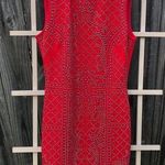Bebe  Jeweled & Beaded red sleeveless fitted high neck Mini Dress Size Medium Photo 0