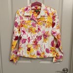 Y2K Mikane Floral Denim Jacket White Size 6 Photo 2