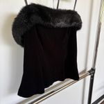 Tadashi Shoji Tadashi Vintage Black Velvet Strapless Top Faux Fur Trim Winter Formal Size 4 Photo 2