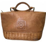 Loewe  Brown Leather Tote Bag with Croc-Embossed Trim Photo 0
