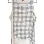 Vince Camuto  Womens XL Contrast Stripe Plaid Overlay Tank Top Sleeveless Blouse Photo 0