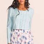 Love Shack Fancy  Jonah Crop Cardigan Powder Blue Photo 2