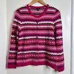 Talbots  Lambswool Blend Cardigan Sweater Shades of Pink Medium Petite fair isle Photo 0
