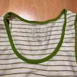 One Step Up  Tank Top Ribbed Green and White Strips Photo 1