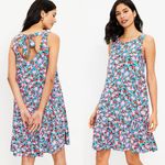 Loft Floral Dress Daisy Print Flounce Sleeveless Tie Back Size Medium Scoop Back Photo 1
