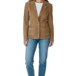 Newport News VTG Y2K Suede 2 Button Suede Jacket Coat 10 Cognac Lined Western Photo 2