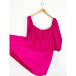 Reformation  Farley Mini Dress Size 10 Hot Pink Puff Sleeve Babydoll Cotton Photo 12
