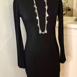 Solid Black Bodycon Sheath Dress Long Sleeve Photo 4