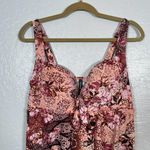 Torrid Women Plus Size 1 D/DD Pink Maroon Floral Tankini Underwire Built in Bra Photo 3